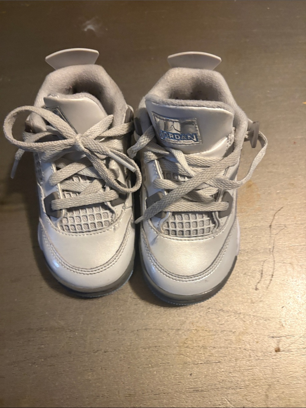 Jordan Kids White and Light Gray Retro-Style Sneakers